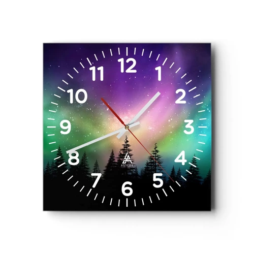 Wall clock - Clock on glass - White Magic - 30x30 cm