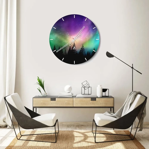 Wall clock - Clock on glass - White Magic - 30x30 cm