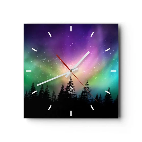 Wall clock - Clock on glass - White Magic - 40x40 cm