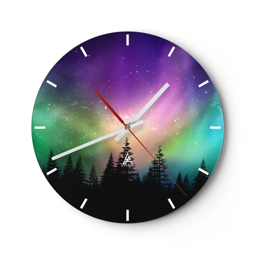 Wall clock - Clock on glass - White Magic - 40x40 cm