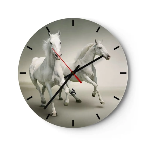 Wall clock - Clock on glass - White Power! - 30x30 cm