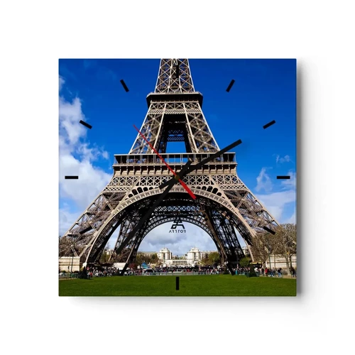 Wall clock - Clock on glass - Whole Paris at Her Feet - 30x30 cm