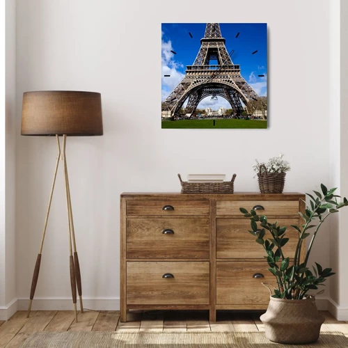 Wall clock - Clock on glass - Whole Paris at Her Feet - 30x30 cm