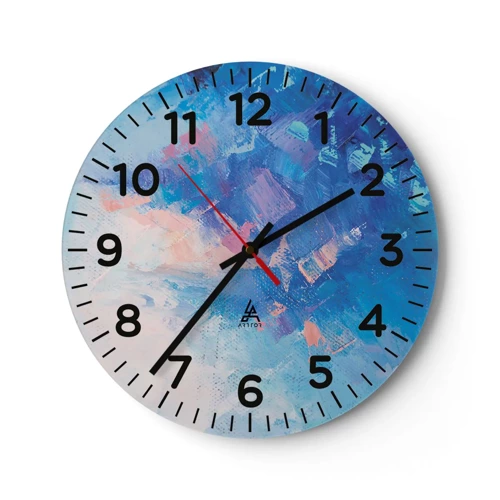 Wall clock - Clock on glass - Winter Abstract - 30x30 cm