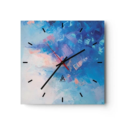 Wall clock - Clock on glass - Winter Abstract - 30x30 cm