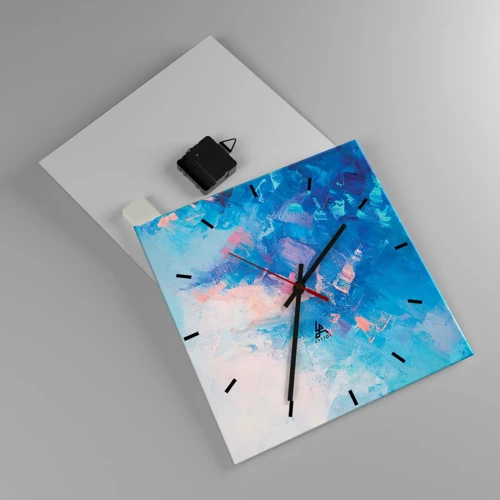 Wall clock - Clock on glass - Winter Abstract - 30x30 cm