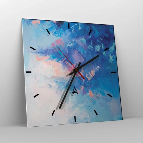 Wall clock - Clock on glass - Winter Abstract - 30x30 cm