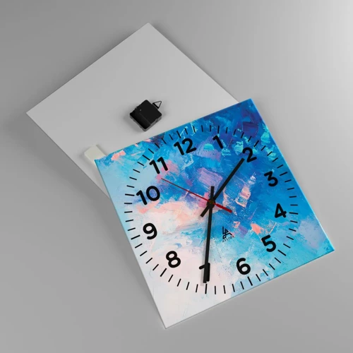 Wall clock - Clock on glass - Winter Abstract - 40x40 cm