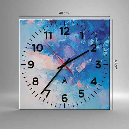 Wall clock - Clock on glass - Winter Abstract - 40x40 cm