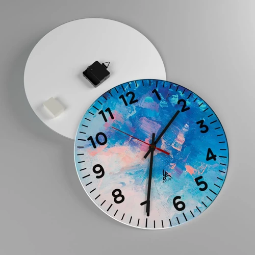 Wall clock - Clock on glass - Winter Abstract - 40x40 cm