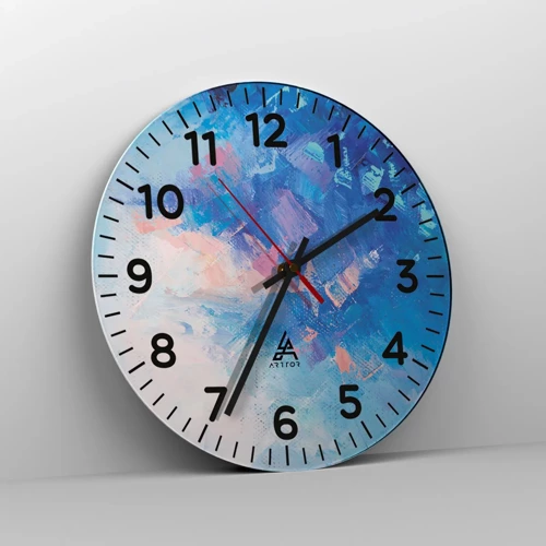 Wall clock - Clock on glass - Winter Abstract - 40x40 cm