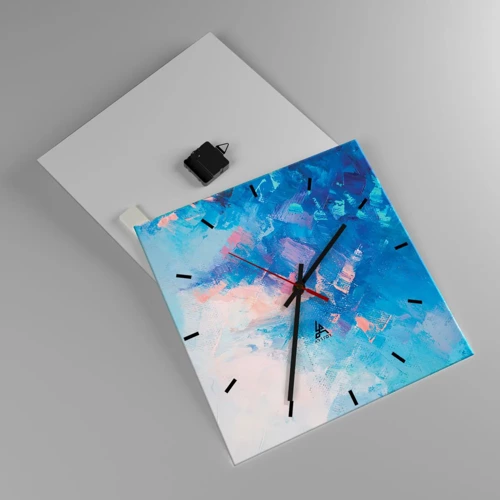 Wall clock - Clock on glass - Winter Abstract - 40x40 cm