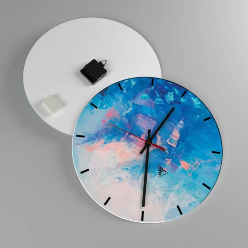 Wall clock - Clock on glass - Winter Abstract - 40x40 cm