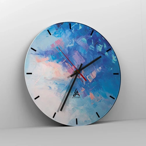 Wall clock - Clock on glass - Winter Abstract - 40x40 cm