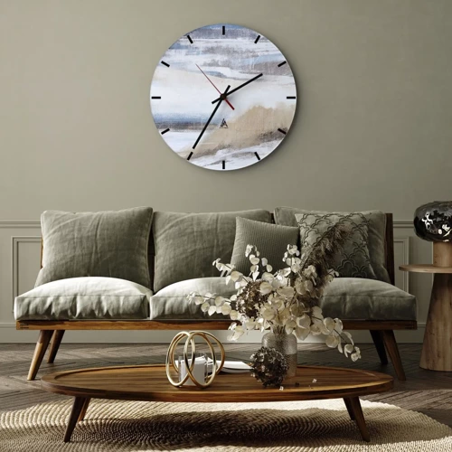 Wall clock - Clock on glass - Winter Composition - 30x30 cm