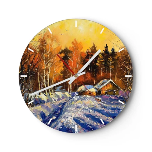 Wall clock - Clock on glass - Winter Impression in the Sun - 30x30 cm