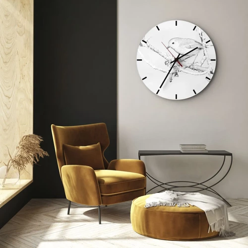 Wall clock - Clock on glass - Winter Morning - 30x30 cm