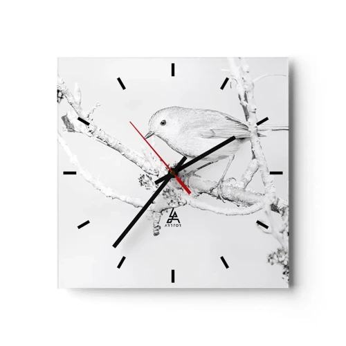 Wall clock - Clock on glass - Winter Morning - 40x40 cm