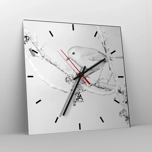 Wall clock - Clock on glass - Winter Morning - 40x40 cm