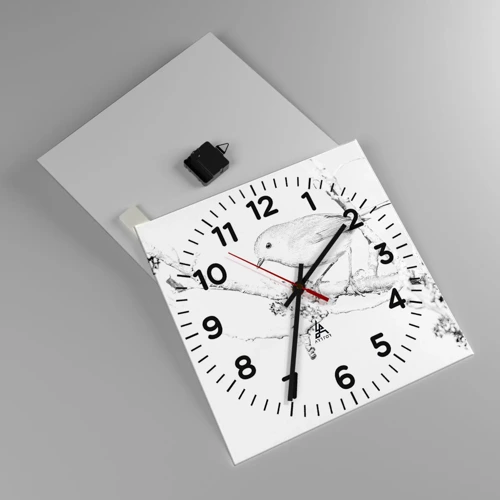 Wall clock - Clock on glass - Winter Morning - 40x40 cm