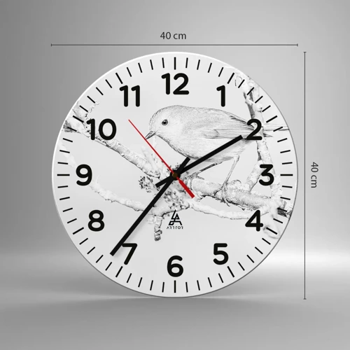 Wall clock - Clock on glass - Winter Morning - 40x40 cm