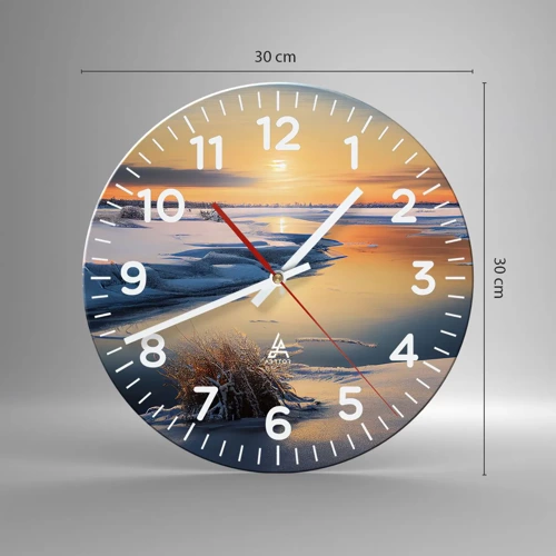 Wall clock - Clock on glass - Winter Sunset - 30x30 cm