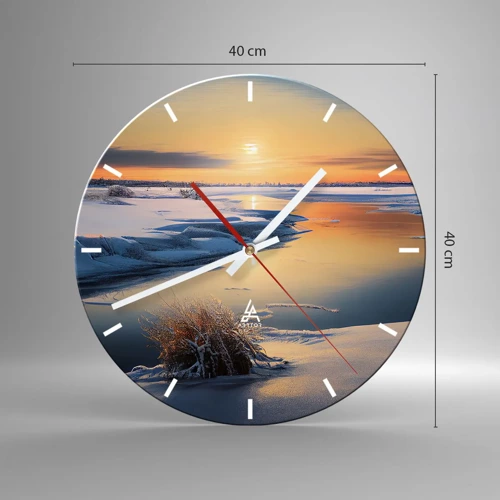 Wall clock - Clock on glass - Winter Sunset - 40x40 cm