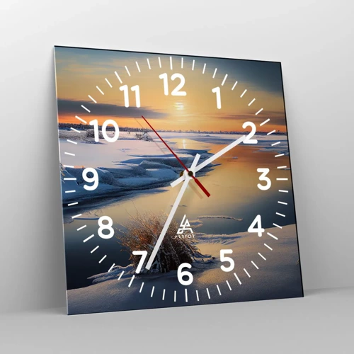 Wall clock - Clock on glass - Winter Sunset - 40x40 cm