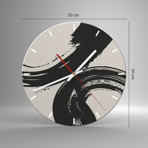 Wall clock - Clock on glass - With Big Circural Strokes - 30x30 cm