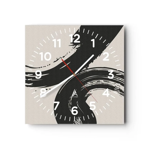 Wall clock - Clock on glass - With Big Circural Strokes - 30x30 cm