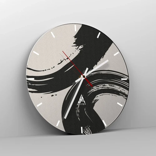 Wall clock - Clock on glass - With Big Circural Strokes - 40x40 cm