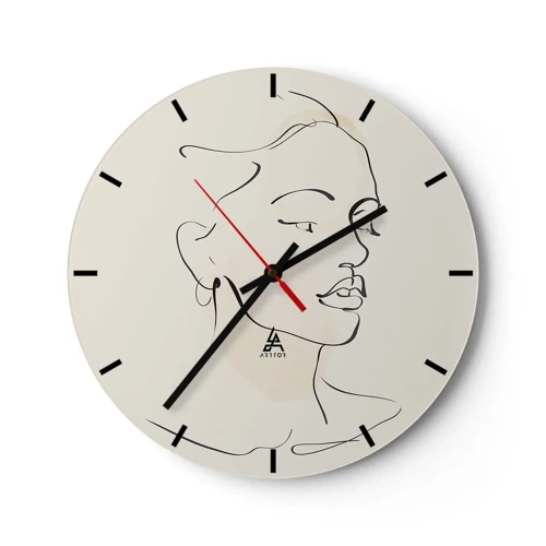 Wall clock - Clock on glass - With a Decisive Line - 30x30 cm