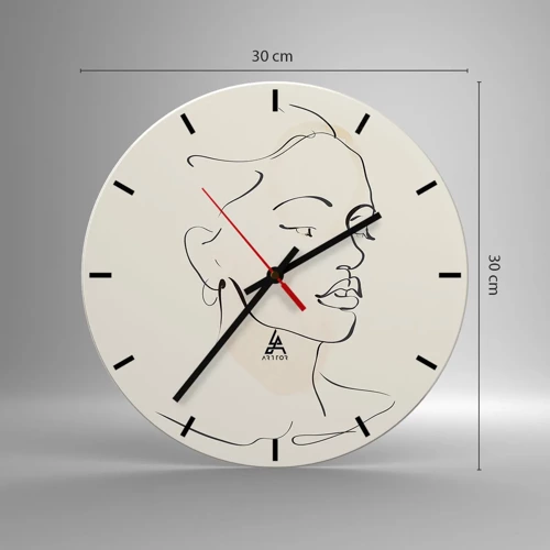 Wall clock - Clock on glass - With a Decisive Line - 30x30 cm