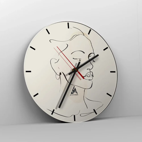 Wall clock - Clock on glass - With a Decisive Line - 30x30 cm