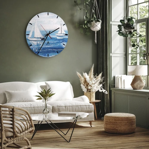 Wall clock - Clock on glass - With a Friend by the Side - 30x30 cm