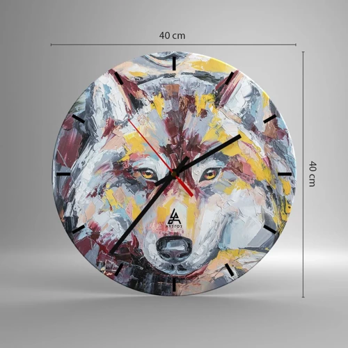 Wall clock - Clock on glass - Wolf Eyes - 40x40 cm