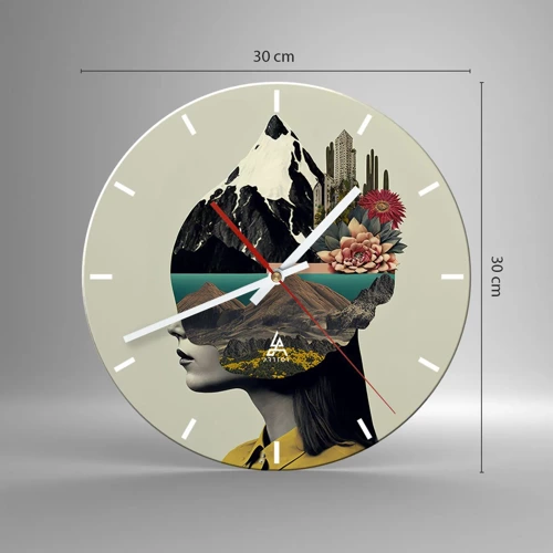 Wall clock - Clock on glass - Woman - Always a Mystery - 30x30 cm