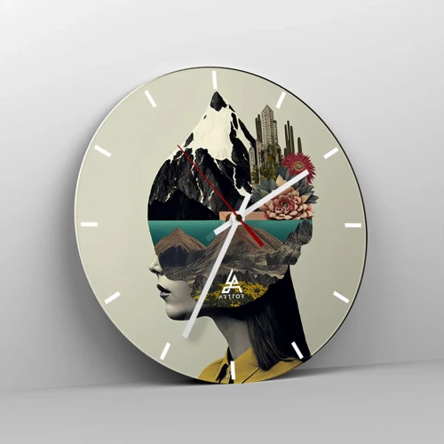 Wall clock - Clock on glass - Woman - Always a Mystery - 30x30 cm