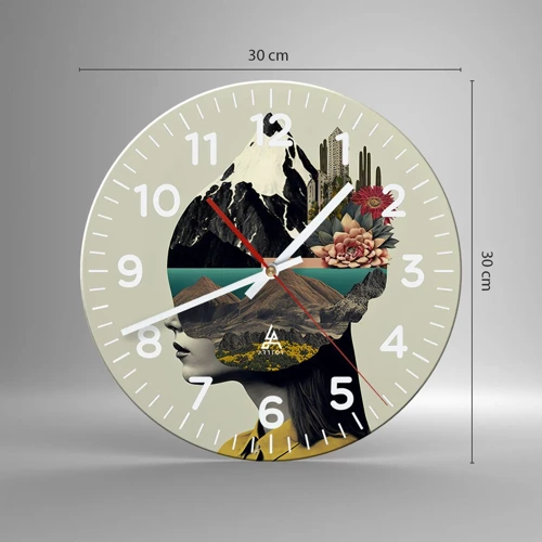 Wall clock - Clock on glass - Woman - Always a Mystery - 30x30 cm