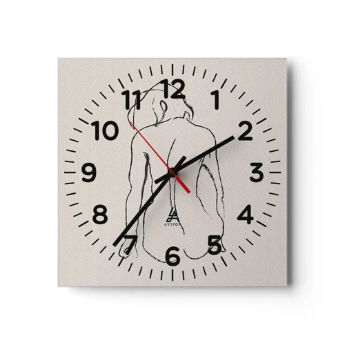 Wall clock - Clock on glass - Woman Nude - 30x30 cm