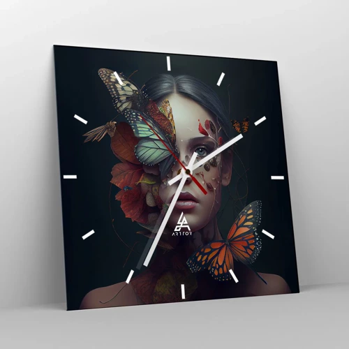 Wall clock - Clock on glass - Wonderful Metamorphosis - 30x30 cm