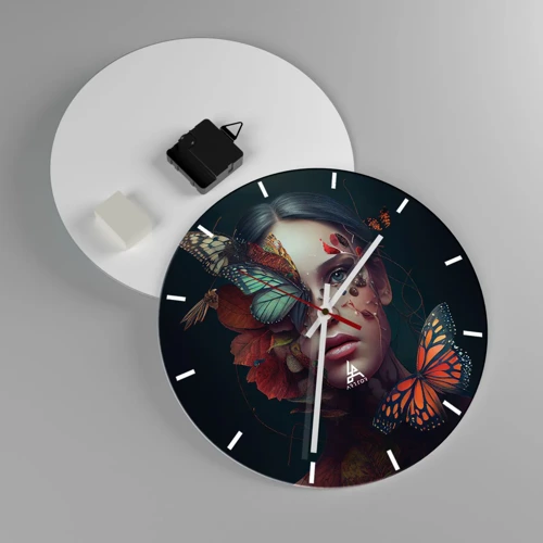 Wall clock - Clock on glass - Wonderful Metamorphosis - 30x30 cm