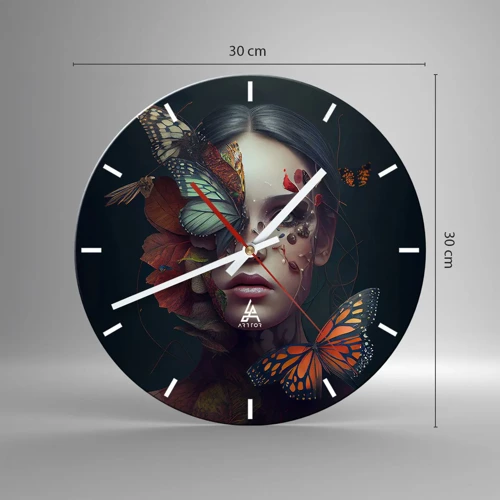 Wall clock - Clock on glass - Wonderful Metamorphosis - 30x30 cm