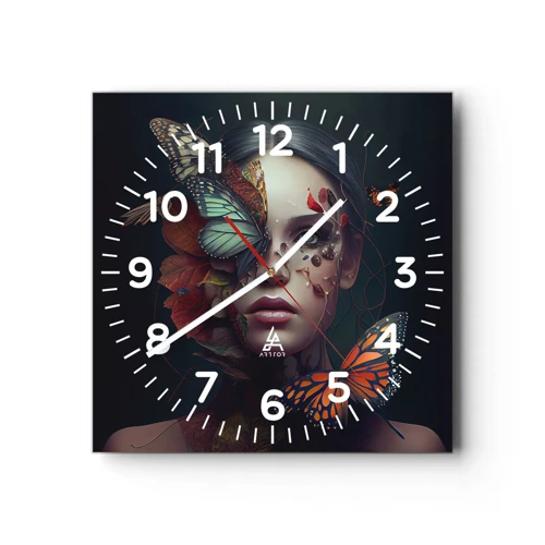 Wall clock - Clock on glass - Wonderful Metamorphosis - 30x30 cm