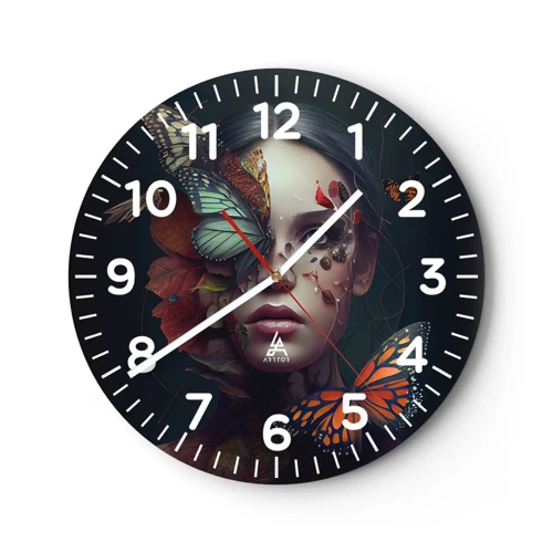 Wall clock - Clock on glass - Wonderful Metamorphosis - 30x30 cm