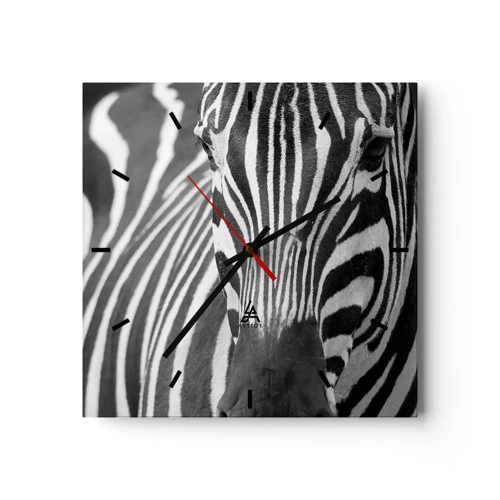 Wall clock - Clock on glass - World Is Black and White - 30x30 cm