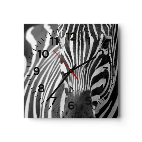 Wall clock - Clock on glass - World Is Black and White - 30x30 cm