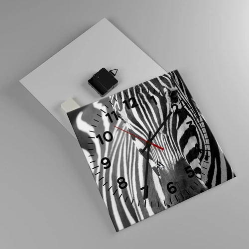 Wall clock - Clock on glass - World Is Black and White - 30x30 cm