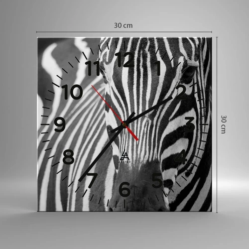 Wall clock - Clock on glass - World Is Black and White - 30x30 cm