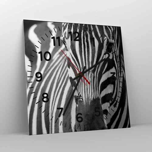 Wall clock - Clock on glass - World Is Black and White - 30x30 cm